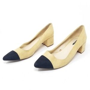 Zara Basic Pointed Toe Cap Toe Block Heel Kitten Heels size 40
